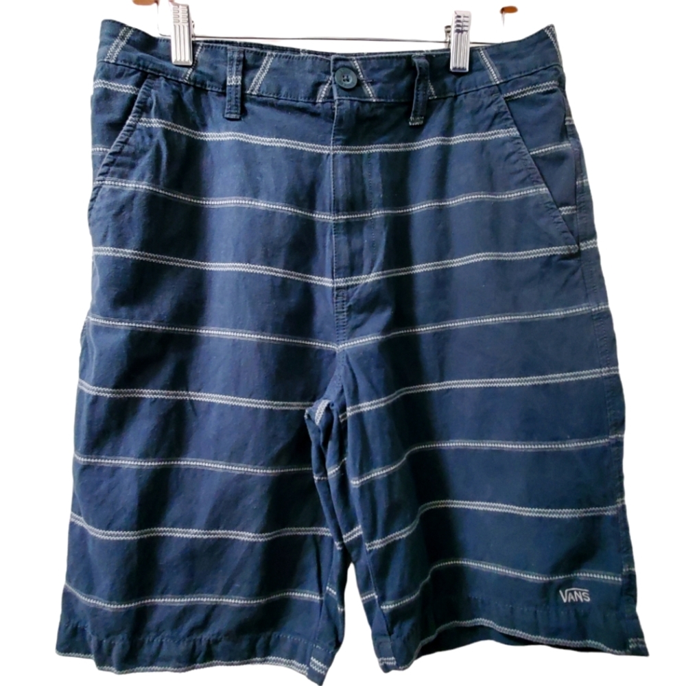 (FREE SHIPPING)☆  Vans men / teen navy blue beige stripe shorts
